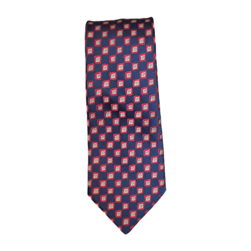 Charvet France Blue Red Woven Silk Tie Luxury Handmade